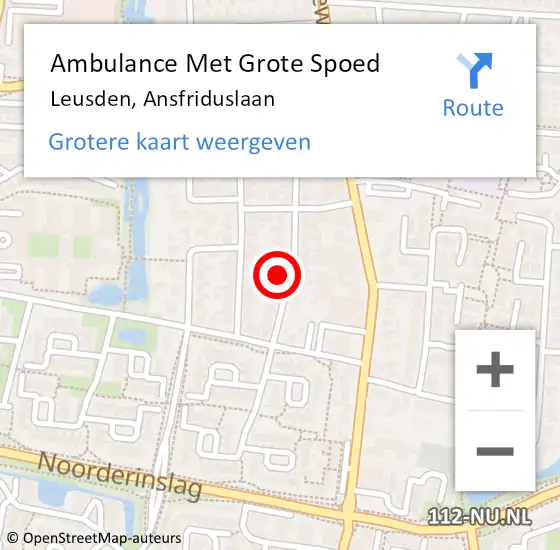 Locatie op kaart van de 112 melding: Ambulance Met Grote Spoed Naar Leusden, Ansfriduslaan op 12 september 2016 19:23