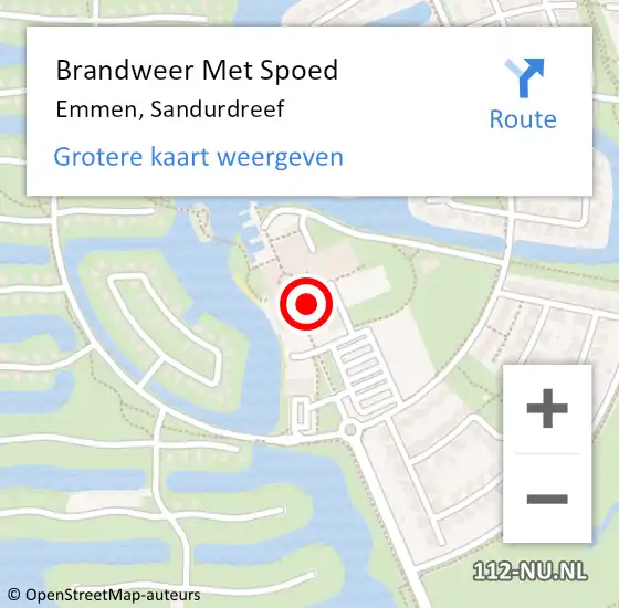 Locatie op kaart van de 112 melding: Brandweer Met Spoed Naar Emmen, Sandurdreef op 12 september 2016 19:24