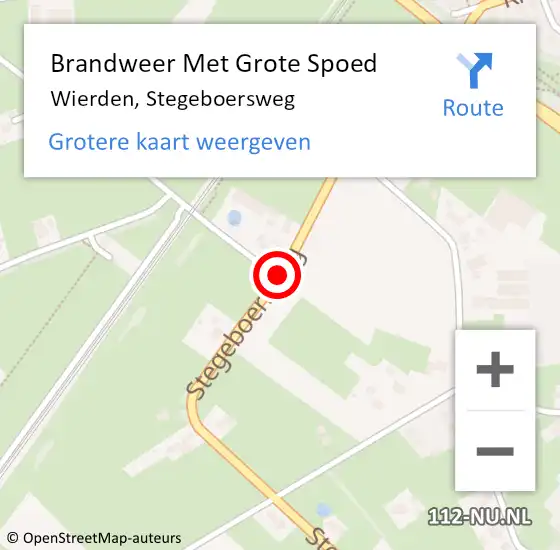 Locatie op kaart van de 112 melding: Brandweer Met Grote Spoed Naar Wierden, Stegeboersweg op 12 september 2016 19:43