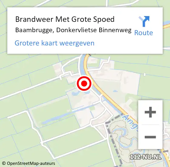 Locatie op kaart van de 112 melding: Brandweer Met Grote Spoed Naar Baambrugge, Donkervlietse Binnenweg op 12 september 2016 20:10