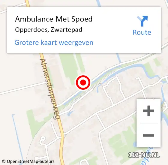 Locatie op kaart van de 112 melding: Ambulance Met Spoed Naar Opperdoes, Zwartepad op 12 september 2016 20:21