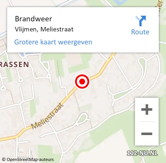 Locatie op kaart van de 112 melding: Brandweer Vlijmen, Meliestraat op 12 september 2016 21:29