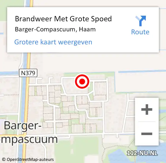 Locatie op kaart van de 112 melding: Brandweer Met Grote Spoed Naar Barger-Compascuum, Haam op 12 september 2016 21:59