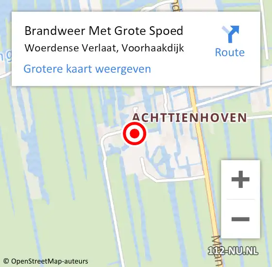 Locatie op kaart van de 112 melding: Brandweer Met Grote Spoed Naar Woerdense Verlaat, Voorhaakdijk op 12 september 2016 22:17