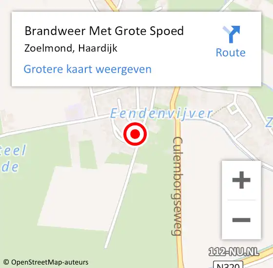 Locatie op kaart van de 112 melding: Brandweer Met Grote Spoed Naar Zoelmond, Haardijk op 12 september 2016 22:41