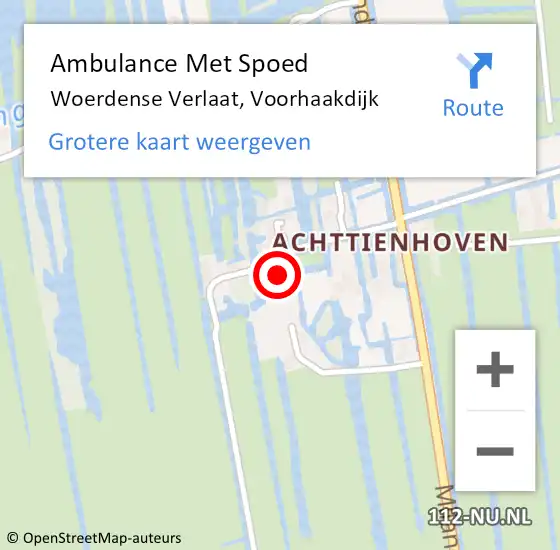 Locatie op kaart van de 112 melding: Ambulance Met Spoed Naar Woerdense Verlaat, Voorhaakdijk op 12 september 2016 22:45