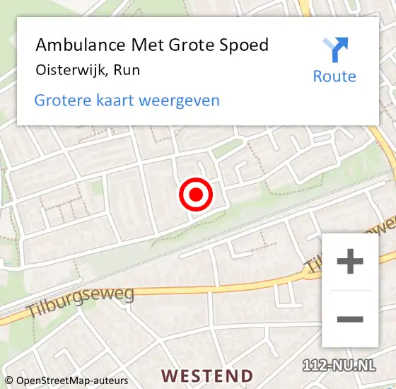 Locatie op kaart van de 112 melding: Ambulance Met Grote Spoed Naar Oisterwijk, Run op 12 september 2016 22:52