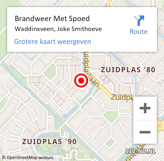 Locatie op kaart van de 112 melding: Brandweer Met Spoed Naar Waddinxveen, Joke Smithoeve op 12 september 2016 23:31