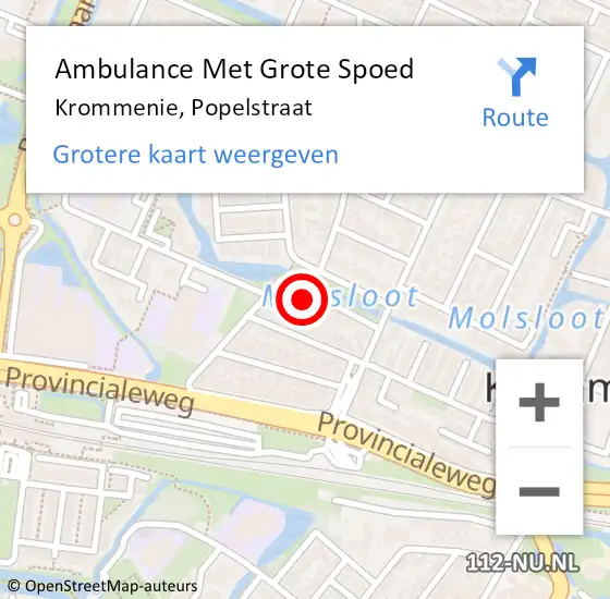 Locatie op kaart van de 112 melding: Ambulance Met Grote Spoed Naar Krommenie, Popelstraat op 12 september 2016 23:53