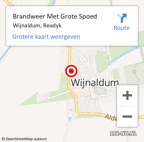 Locatie op kaart van de 112 melding: Brandweer Met Grote Spoed Naar Wijnaldum, Readyk op 13 september 2016 01:59