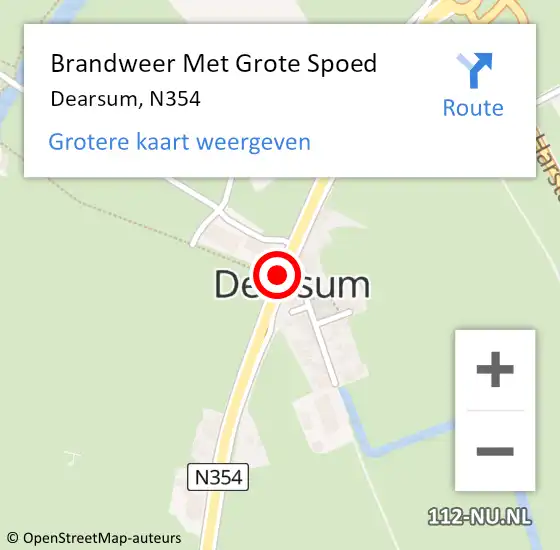 Locatie op kaart van de 112 melding: Brandweer Met Grote Spoed Naar Dearsum, N354 hectometerpaal: 17,9 op 17 september 2013 11:10