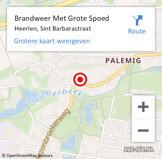 Locatie op kaart van de 112 melding: Brandweer Met Grote Spoed Naar Heerlen, Sint Barbarastraat op 13 september 2016 03:12