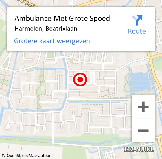 Locatie op kaart van de 112 melding: Ambulance Met Grote Spoed Naar Harmelen, Beatrixlaan op 13 september 2016 04:44