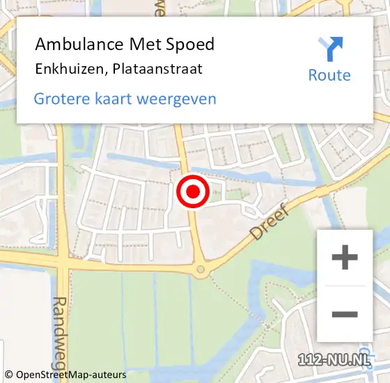 Locatie op kaart van de 112 melding: Ambulance Met Spoed Naar Enkhuizen, Plataanstraat op 13 september 2016 05:07