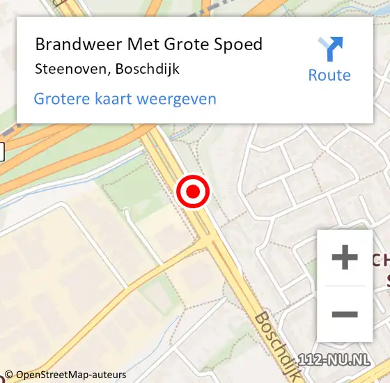 Locatie op kaart van de 112 melding: Brandweer Met Grote Spoed Naar Steenoven, Boschdijk op 13 september 2016 07:26