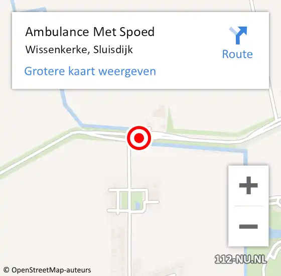 Locatie op kaart van de 112 melding: Ambulance Met Spoed Naar Wissenkerke, Sluisdijk op 13 september 2016 07:58