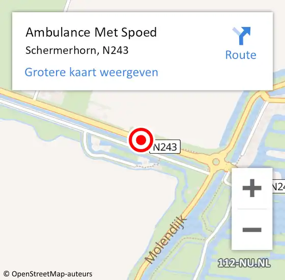 Locatie op kaart van de 112 melding: Ambulance Met Spoed Naar Schermerhorn, N243 op 13 september 2016 08:06