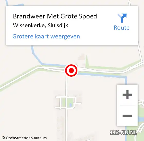 Locatie op kaart van de 112 melding: Brandweer Met Grote Spoed Naar Wissenkerke, Sluisdijk op 13 september 2016 08:08