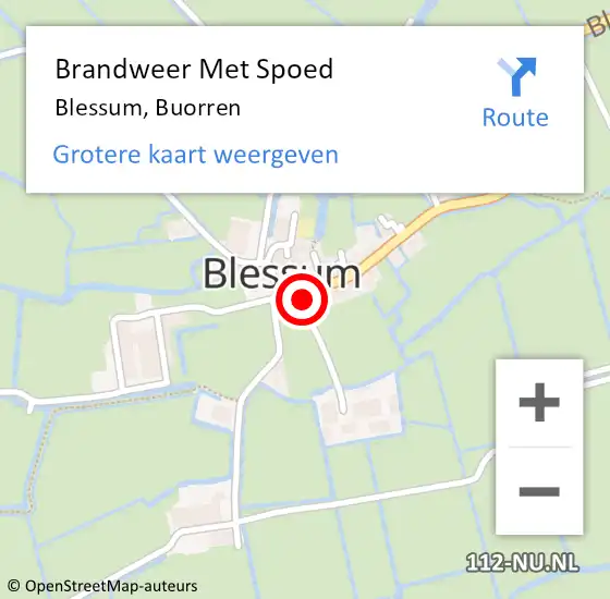 Locatie op kaart van de 112 melding: Brandweer Met Spoed Naar Blessum, Buorren op 13 september 2016 09:58
