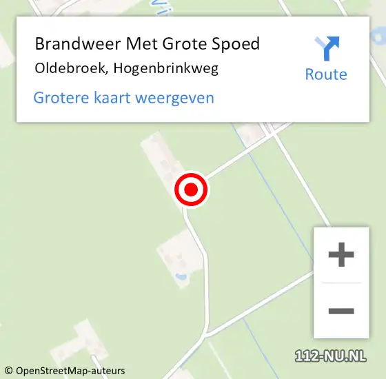 Locatie op kaart van de 112 melding: Brandweer Met Grote Spoed Naar Oldebroek, Hogenbrinkweg op 13 september 2016 09:58