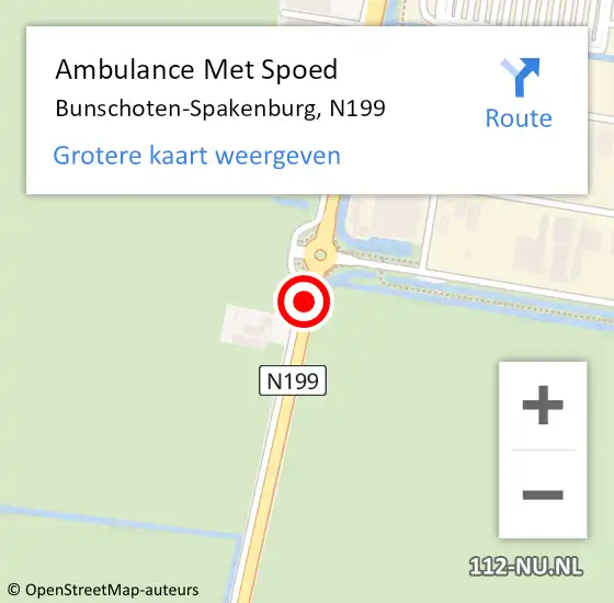 Locatie op kaart van de 112 melding: Ambulance Met Spoed Naar Bunschoten-Spakenburg, N199 op 13 september 2016 10:24