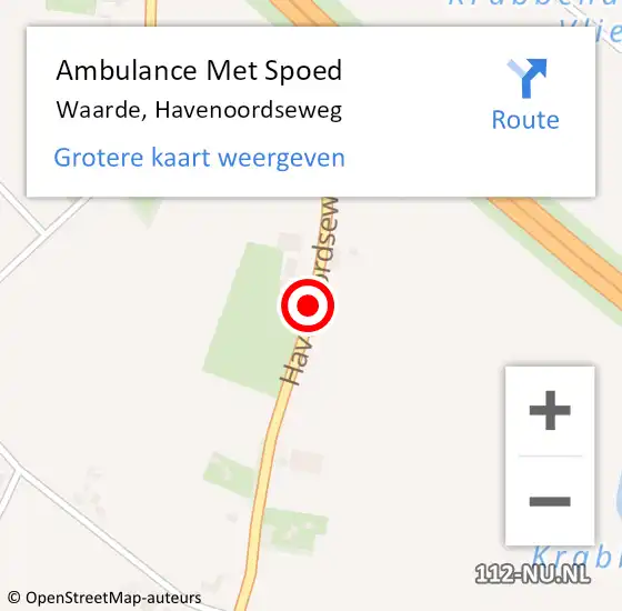 Locatie op kaart van de 112 melding: Ambulance Met Spoed Naar Waarde, Havenoordseweg op 13 september 2016 12:09