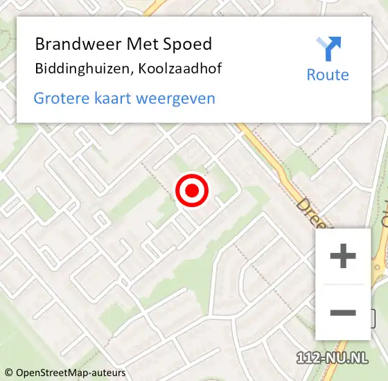 Locatie op kaart van de 112 melding: Brandweer Met Spoed Naar Biddinghuizen, Koolzaadhof op 13 september 2016 12:27