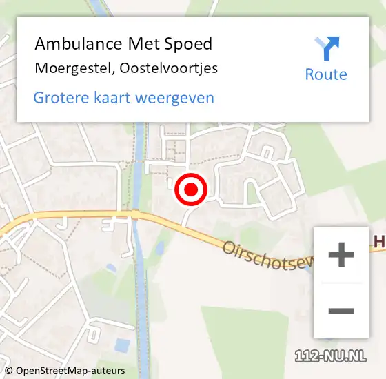 Locatie op kaart van de 112 melding: Ambulance Met Spoed Naar Moergestel, Oostelvoortjes op 13 september 2016 12:38