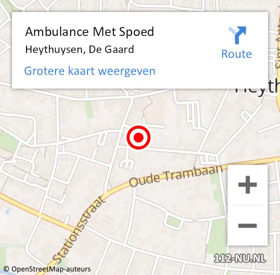 Locatie op kaart van de 112 melding: Ambulance Met Spoed Naar Heythuysen, De Gaard op 13 september 2016 13:33