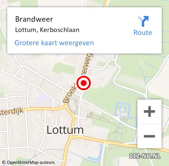 Locatie op kaart van de 112 melding: Brandweer Lottum, Kerboschlaan op 13 september 2016 13:55