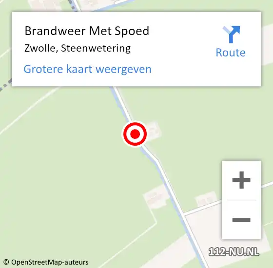 Locatie op kaart van de 112 melding: Brandweer Met Spoed Naar Zwolle, Steenwetering op 13 september 2016 14:00