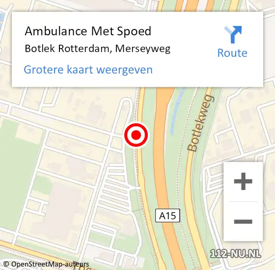 Locatie op kaart van de 112 melding: Ambulance Met Spoed Naar Botlek Rotterdam, Merseyweg op 13 september 2016 14:14