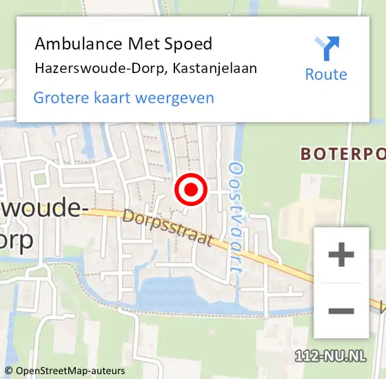 Locatie op kaart van de 112 melding: Ambulance Met Spoed Naar Hazerswoude-Dorp, Kastanjelaan op 13 september 2016 14:19