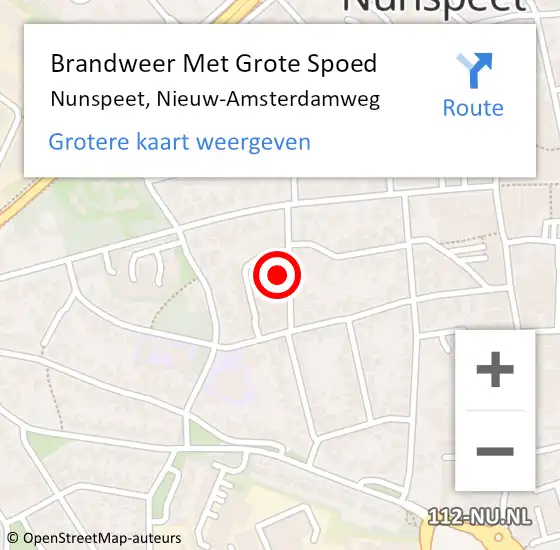 Locatie op kaart van de 112 melding: Brandweer Met Grote Spoed Naar Nunspeet, Nieuw-Amsterdamweg op 13 september 2016 14:28