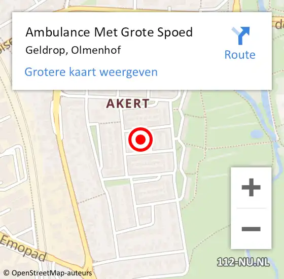 Locatie op kaart van de 112 melding: Ambulance Met Grote Spoed Naar Geldrop, Olmenhof op 13 september 2016 14:30