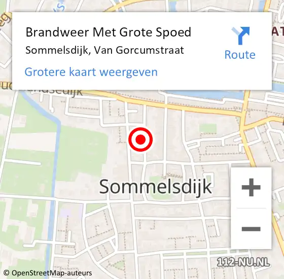 Locatie op kaart van de 112 melding: Brandweer Met Grote Spoed Naar Sommelsdijk, Van Gorcumstraat op 13 september 2016 14:48