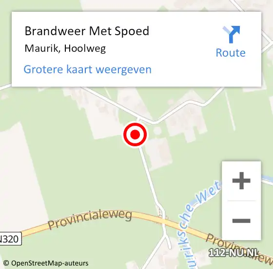 Locatie op kaart van de 112 melding: Brandweer Met Spoed Naar Maurik, Hoolweg op 27 december 2013 09:21