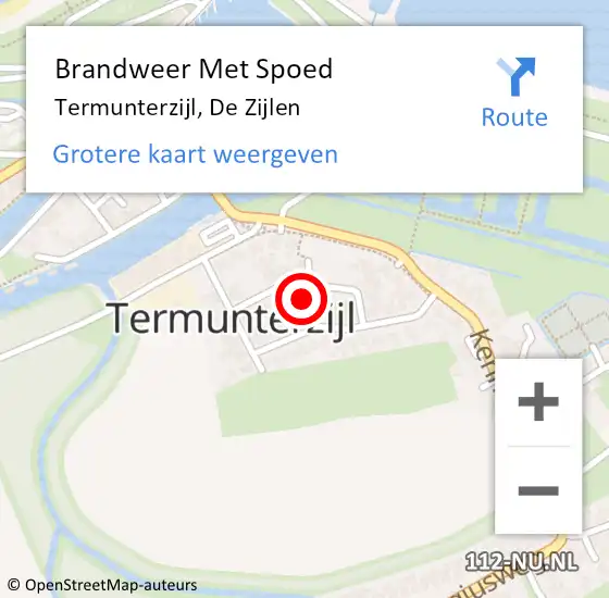 Locatie op kaart van de 112 melding: Brandweer Met Spoed Naar Termunterzijl, De Zijlen op 13 september 2016 15:07