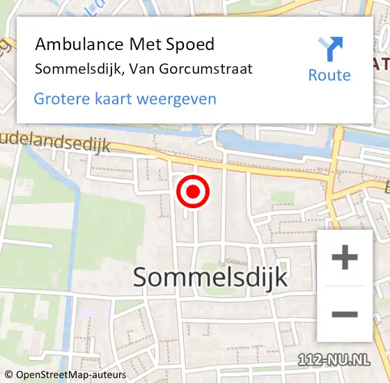 Locatie op kaart van de 112 melding: Ambulance Met Spoed Naar Sommelsdijk, Van Gorcumstraat op 13 september 2016 15:36