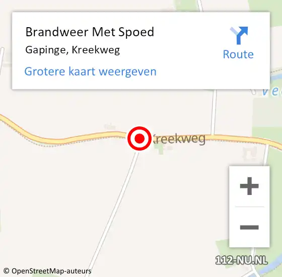 Locatie op kaart van de 112 melding: Brandweer Met Spoed Naar Gapinge, Kreekweg op 13 september 2016 15:53