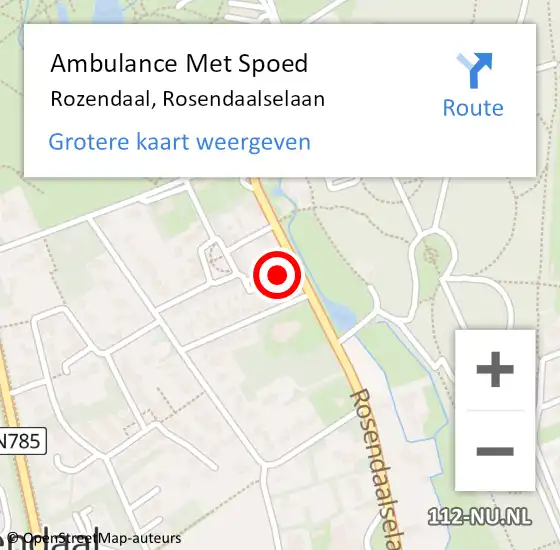 Locatie op kaart van de 112 melding: Ambulance Met Spoed Naar Rozendaal, Rosendaalselaan op 13 september 2016 16:22