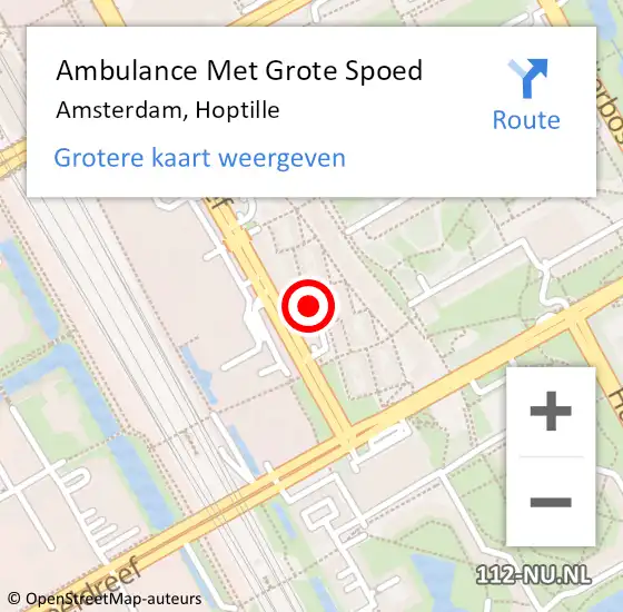Locatie op kaart van de 112 melding: Ambulance Met Grote Spoed Naar Amsterdam, Hoptille op 13 september 2016 17:27