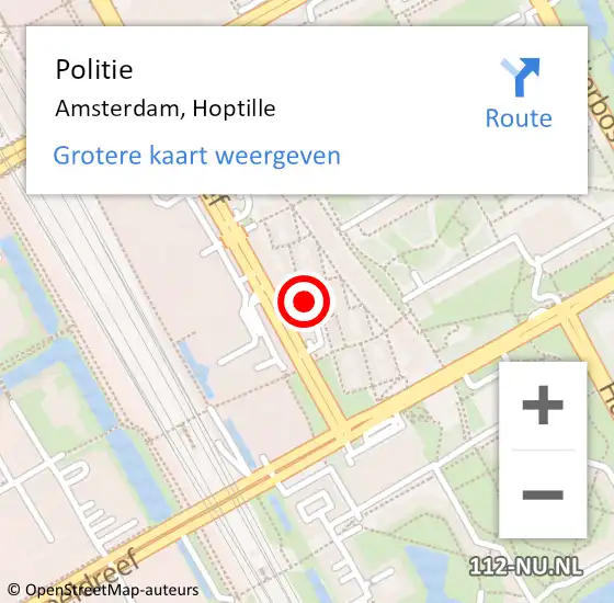 Locatie op kaart van de 112 melding: Politie Amsterdam, Hoptille op 13 september 2016 17:55