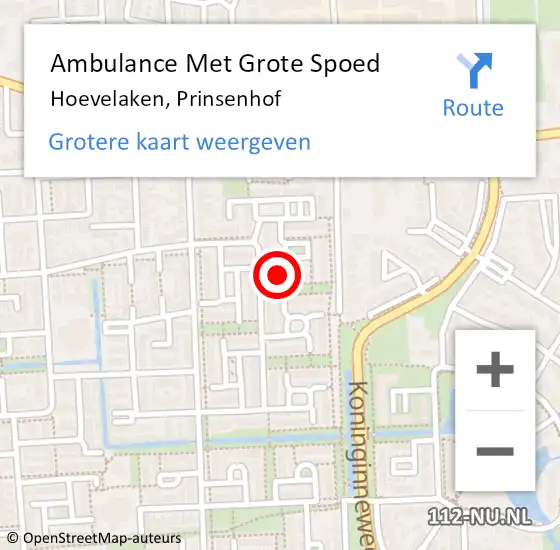 Locatie op kaart van de 112 melding: Ambulance Met Grote Spoed Naar Hoevelaken, Prinsenhof op 13 september 2016 17:59