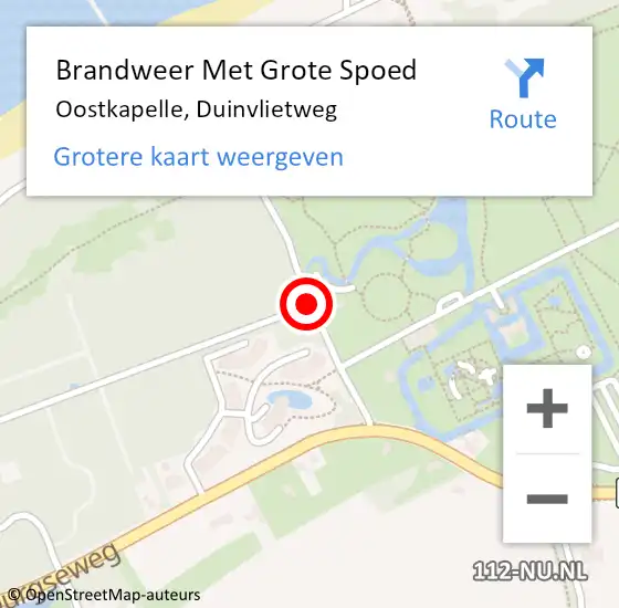 Locatie op kaart van de 112 melding: Brandweer Met Grote Spoed Naar Oostkapelle, Duinvlietweg op 13 september 2016 18:15