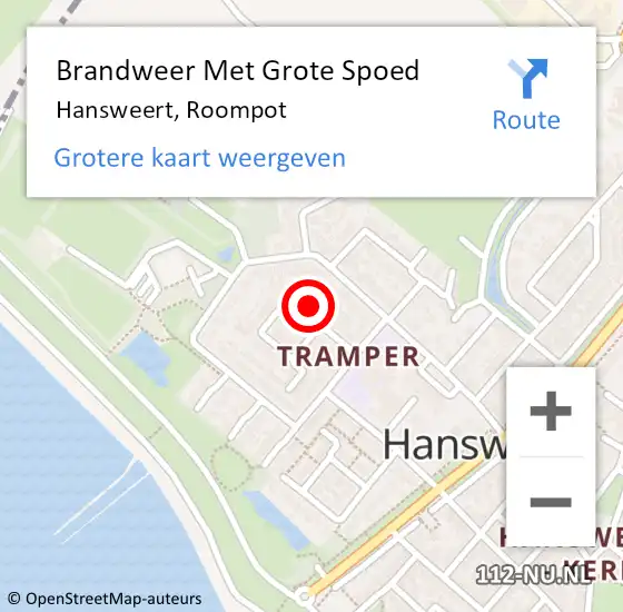 Locatie op kaart van de 112 melding: Brandweer Met Grote Spoed Naar Hansweert, Roompot op 13 september 2016 18:23