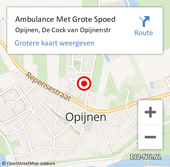 Locatie op kaart van de 112 melding: Ambulance Met Grote Spoed Naar Opijnen, De Cock van Opijnenstr op 13 september 2016 19:04