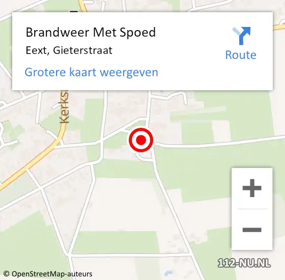 Locatie op kaart van de 112 melding: Brandweer Met Spoed Naar Eext, Gieterstraat op 13 september 2016 19:13