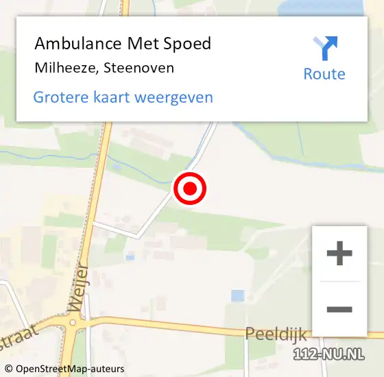 Locatie op kaart van de 112 melding: Ambulance Met Spoed Naar Milheeze, Steenoven op 13 september 2016 19:14