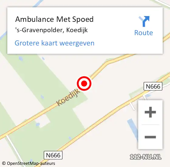 Locatie op kaart van de 112 melding: Ambulance Met Spoed Naar 's-Gravenpolder, Koedijk op 13 september 2016 19:38